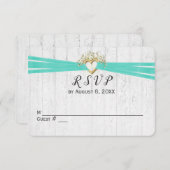 Hochzeit RSVP Ribbon Herz Einladung (Vorne/Hinten)