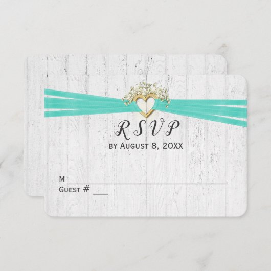 Hochzeit RSVP Ribbon Herz Einladung (Vorne/Hinten)