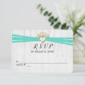 Hochzeit RSVP Ribbon Herz Einladung (Stehend Vorderseite)
