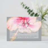 Hochzeit RSVP | Rosa Hibiskus Blume Karte (Stehend Vorderseite)