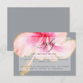 Hochzeit RSVP | Rosa Hibiskus Blume Karte (Vorne/Hinten)