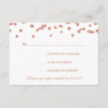 Hochzeit RSVP Rose Gold Glitzer Confetti Black