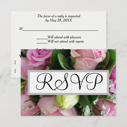 Hochzeit RSVP Roses Karte (Vorne/Hinten)