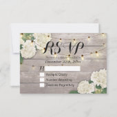 Hochzeit RSVP Rustic Wood Hydrangea String Lights Karte (Vorderseite)