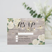 Hochzeit RSVP Rustic Wood Hydrangea String Lights Karte (Stehend Vorderseite)