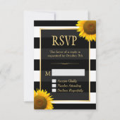 Hochzeit RSVP Rustikale Sonnenblume Schwarz-weiß S (Vorderseite)