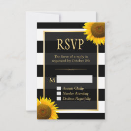 Hochzeit RSVP Rustikale Sonnenblume Schwarz-weiß S