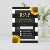 Hochzeit RSVP Rustikale Sonnenblume Schwarz-weiß S Karte (Stehend Vorderseite)