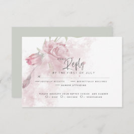 Hochzeit RSVP | Rustikale Wasserfarbe Rosa Rose