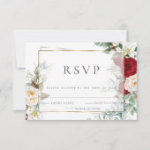 Hochzeit RSVP | Scarlet und Elfenbeinpeony Floral (Vorderseite)