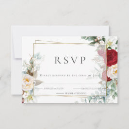 Hochzeit RSVP | Scarlet und Elfenbeinpeony Floral Karte