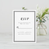 Hochzeit RSVP Schwarz-weiß Einfache Moderne Minima (Stehend Vorderseite)
