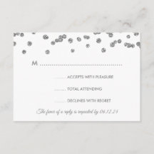 Hochzeit RSVP Silver Imitats Glitzer Confetti Blus