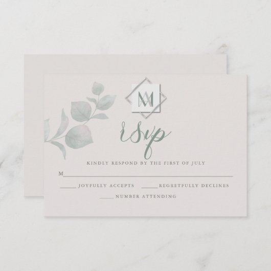 Hochzeit RSVP | Silver Sage Eukalyptus (Vorne/Hinten)