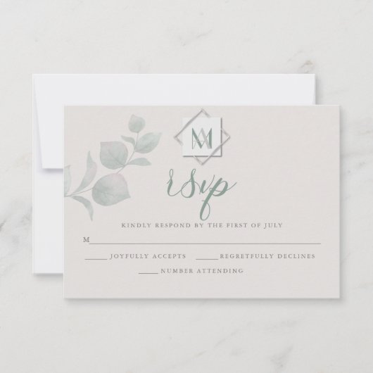 Hochzeit RSVP | Silver Sage Eukalyptus Karte (Vorderseite)