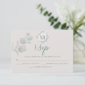 Hochzeit RSVP | Silver Sage Eukalyptus Karte (Stehend Vorderseite)