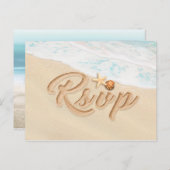 Hochzeit RSVP Sommer Sandy Beach Starfish Seashell Einladungspostkarte (Vorne/Hinten)