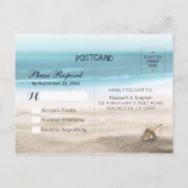 Hochzeit RSVP Sommer Sandy Beach Starfish Seashell Einladungspostkarte (Rückseite)