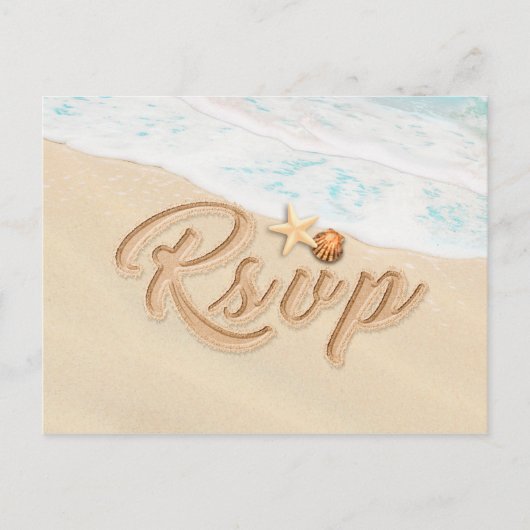 Hochzeit RSVP Sommer Sandy Beach Starfish Seashell Einladungspostkarte (Vorderseite)