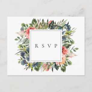 Hochzeit RSVP Songwunsch in Korallenrot Einladungspostkarte
