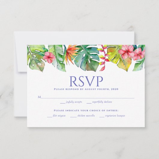 Hochzeit RSVP | tropische Wasserfarbe (Vorderseite)