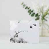 Hochzeit RSVP Verzauberter Wald Stag Moon Einladungspostkarte (Stehend Vorderseite)