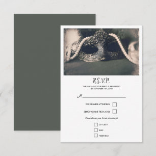 Hochzeit RSVP Vintage Masquerade & Perlen Karte