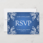 Hochzeit RSVP Vintage Wirbel 2 Saphire Blue (Rückseite)