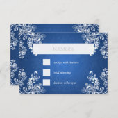 Hochzeit RSVP Vintage Wirbel 2 Saphire Blue (Vorne/Hinten)