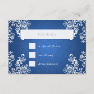 Hochzeit RSVP Vintage Wirbel 2 Saphire Blue Karte