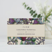 Hochzeit RSVP Wasserfarbe botanische lila Blüte Einladung (Stehend Vorderseite)