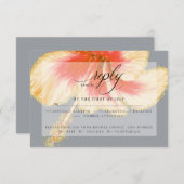 Hochzeit RSVP | Wasserfarbener Hibiskus Blume (Vorne/Hinten)