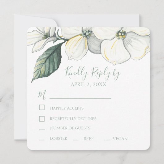 Hochzeit RSVP Watercolor Dogwood Blooms (Vorderseite)