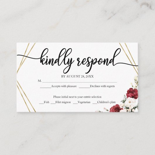 Hochzeit RSVP White Floral Geometric Rustic Wood Begleitkarte (Vorderseite)