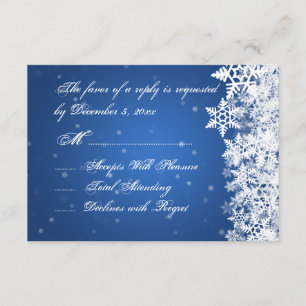 Hochzeit RSVP Winter Snowflakes Blue Saphir Karte