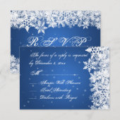 Hochzeit RSVP Winter Snowflakes Blue Saphir Karte (Vorne/Hinten)