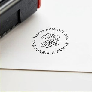 Hochzeit Rücksendeadresse Moderne Mr. & Mrs. Scrip Permastempel