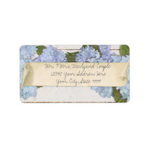 Hochzeit Rücksendeadresse Wood Blue Hydrangea Vint Adressaufkleber