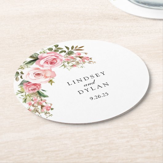 Hochzeit Runder Pappuntersetzer (Angewinkelt)