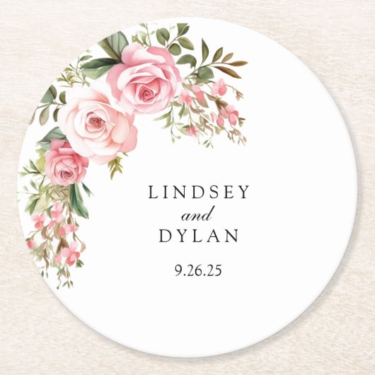 Hochzeit Runder Pappuntersetzer (Vorderseite)