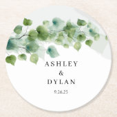 Hochzeit Runder Pappuntersetzer (Vorderseite)