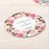 Hochzeit Runder Pappuntersetzer (Angewinkelt)