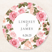 Hochzeit Runder Pappuntersetzer (Vorderseite)