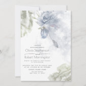 Hochzeit | Rustic Dusty Blue Rose Einladung (Vorderseite)