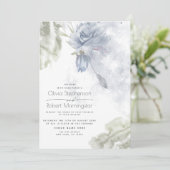 Hochzeit | Rustic Dusty Blue Rose Einladung (Stehend Vorderseite)