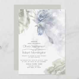 Hochzeit | Rustic Dusty Blue Rose Einladung