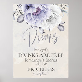 Hochzeit | Rustic Lilac Alabaster Peony Bar Sign Poster
