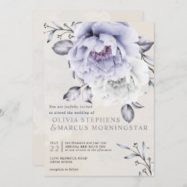 Hochzeit | Rustic Lilac and Alabaster Peony Floral Einladung