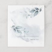 Hochzeit | Rustic Watercolor Dusty Blue Foliage Platzkarte (Außenseite Aufgefaltet)