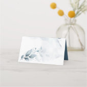 Hochzeit | Rustic Watercolor Dusty Blue Foliage Platzkarte (Rückseite)